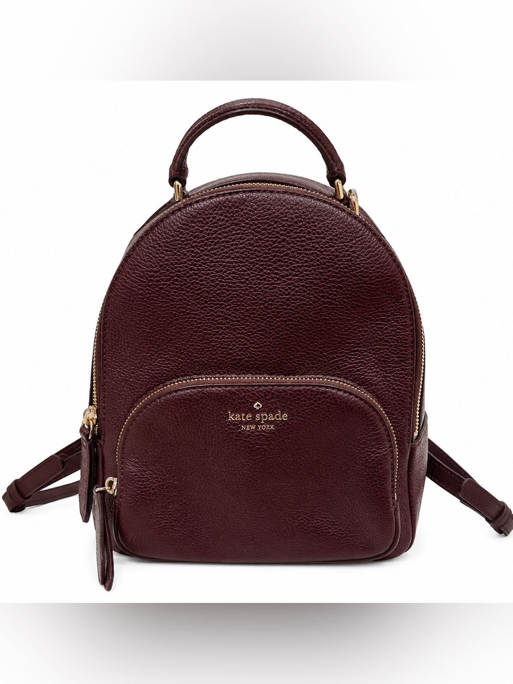 Kate Spade New York Deep Plum Pebbled Leather Mini Backpack Gold Hardware